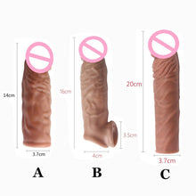 Load image into Gallery viewer, Realistic Penis Extension Cock Sleeve Reusable Silicone Penis Enlarger Delay Condoms For Men Dildo Enhancer Sex Toys
